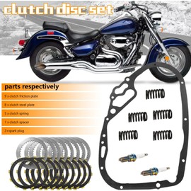 Boulevard Extra Plate Friction Steel Clutch Kit & Gasket & Spark Plug Fit for Suzuki Boulevard C90 C90T Intruder 1500 VL1500 Clutch Plates 21441-31D20 11482-38B20