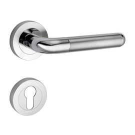 Design Handle Set Angel | Quick Assembly Screw Rosette Look | Fixed Rotating Storage | Stainless Steel Matte/Polished Stainless Steel (Profile Cylinder (PZ))