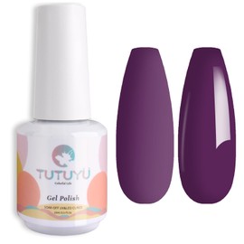 TUTUYU Dark Purple Gel Nail Polish, 0.51 Fl Oz UV/LED Soak Off Deep Grape Purple Gel Polish Kit for Manicure Salon or DIY Nail Art Starter, Fall Winter Color - GP0057