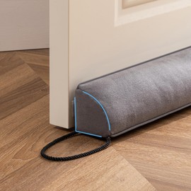 Sunolga 38 Inch Heavy Duty Door Draft Stopper for Bottom of Door, Weighted Right Angle Triangular Column Sound Proof Draft Guard for Gaps Up to 3” Under Doors, Gray