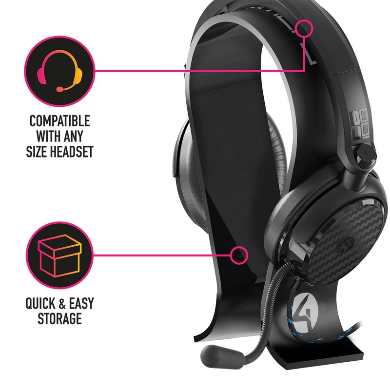 4Gamers Black Headset Stand, Compatible with most Headsets