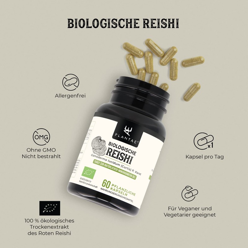 Reishi Organic * Plantae® * 60 Vegetable Capsules * Strengthens
