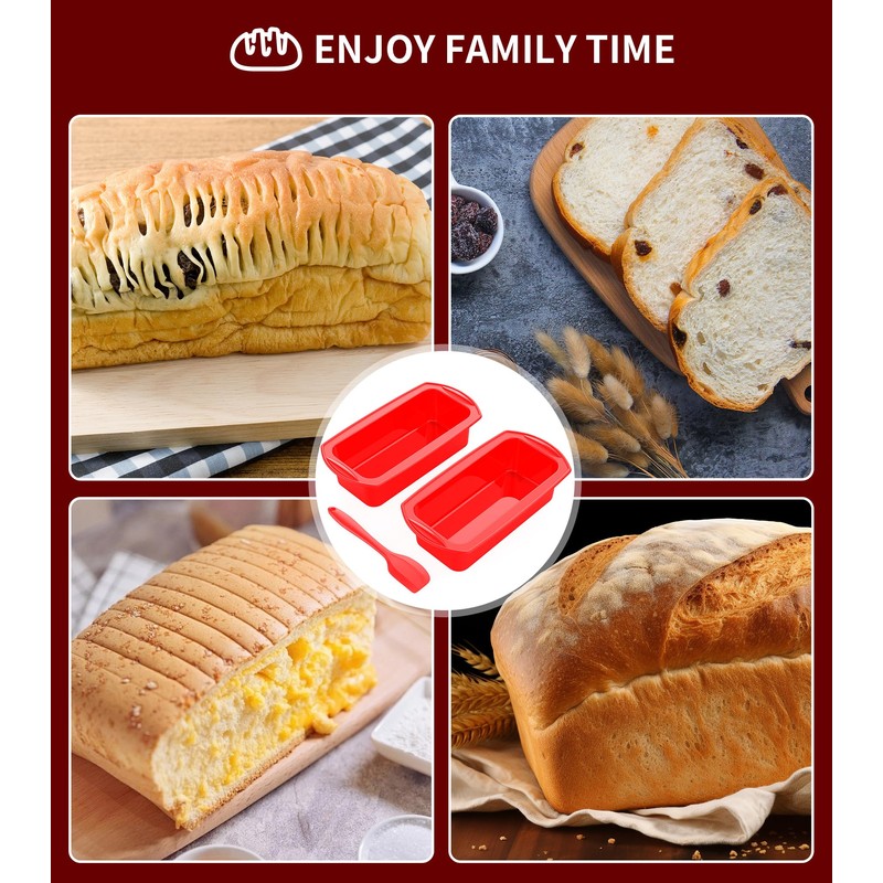 Ankway Rechteckig Silikon Brotbackform mit Teigschaber, 2er Set Anti haftende