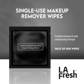 La Fresh Hotel Premium Paraben-Free Makeup Remover Wipes - Black With Light Flora Scent 8x6" Wet Wipes - 500 Wipes, Skin Care Travel Essentials