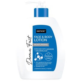 Sence Derma Fact Gesichts- und Körperlotion, Bodylotion Damen dermatologisch getestet, Vegan Beauty Skincare Fragrance Free, Body Lotion für trockene bis sehr trockene Haut, 0% Parfüm (1 x 250ml)