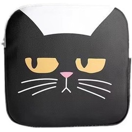 Bolsa De Almacenamiento De Toallas Sanitarias Feme Bolsa de almacenamiento de servilletas sanitarias Cat for mujer (Color : Black, Size : 12x12x3.5cm)