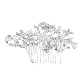 WOONEKY 4pcs Pearl Hair Comb Bridal Headdress Set for Wedding Party Prom Engagement