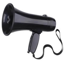 Flydot Megaphone with Speaker Microphone Siren and 240-Second Recording Bullhorn Includes Volume Control for Outdoor Events and Crowd Management (Black)