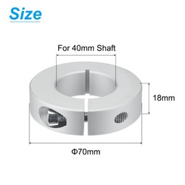 sourcing map Single Split Shaft Collar Set for 40mm Shaft, One-Piece Clamping Collars 70mm OD, 18mm Thickness, Aluminum Alloy Clamp-On Collar with M8 Set Screws and a Wrench