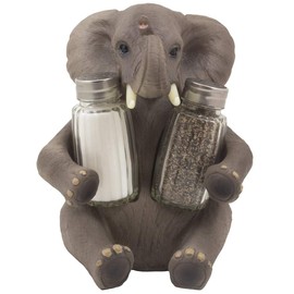 Decorative Lucky Baby Elephant Salt and Pepper Shaker Set with Holder Figurine for African Jungle Safari Kitchen Decor Statuettes & Sculptures Featuring Zoo Animals As Unique Collectible Gifts by