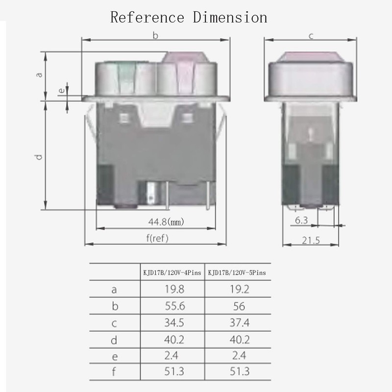 KEDU KJD17B/120V 4Pins Electromagnetic Switch ON-Off Waterproof Pushbutton Switches with