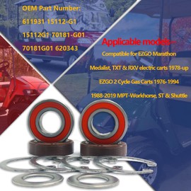 BIGLKNM Rear Axle Bearing & Seal Kit Compatible for EZGO Marathon Medalist TXT & RXV Electric carts 1978-up OEM 611931 15112-G1 70181-G01 Rear Wheel Bearing