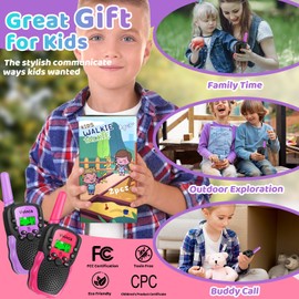 Vvinca Rechargeable Walkie Talkies for Kids, Toys for Ages 5-7 for 3-12 Year Old Girl Boy with Flashlight 22 Channel 2 Way Radio 3 KM Long Range Walkie Talkie for Outdoor Game Camping
