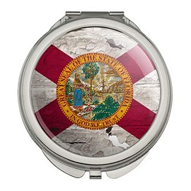Rustic Florida State Flag Distressed USA Compact Travel Purse Handbag Makeup Mirror