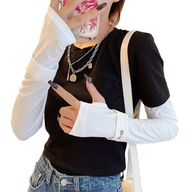 Ekieta UV Protection for Women with 99.9% or More UV Protection, UPF 50+, Instant Cooling, Arm Cover, UV Protection, Summer, Sun Protection, Cool to Touch, UV Protection, Finger Type, For Sports,