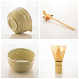 HCAYSHY Matcha Whisk Set，Match Bowl with Spout and Whisk, Bamboo Matcha Scoop，5 Pcs Complete Ceramic Matcha Kit