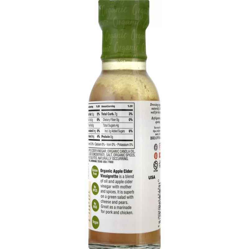 Briannas Brianna's Dressing Organic Apple Cider Vinegar 10 oz (Pack