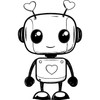 'Cute Love Robot with Hearts' Rubber Stamp - Unmounted Design