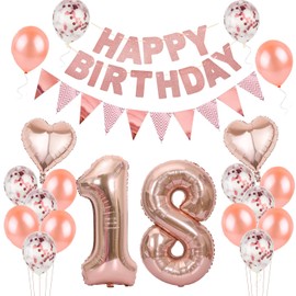 Balloons 18th Birthday Girl Decoration Rose Gold, Birthday Decoration 18 Years Girls, Balloons 18th Birthday Decoration, Decoration 18th Birthday Girl Decoration Rose Gold, Birthday Banner 18th
