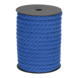 MECCANIXITY Cotton Rope 3 Strand Twisted Braided Rope Cord, Sapphire Blue 10mm x 75ft Craft Rope Cord Cotton for Wall Hanging, Plant Hanger, Knitting, Macrame Knotting