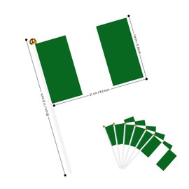 AhfuLife Nigeria Stick Flags 21 x 14cm for Decorations, 15Pcs Nigeria Stick Flags Double Side with 30cm White Pole for Football Garden Street Party Decorations
