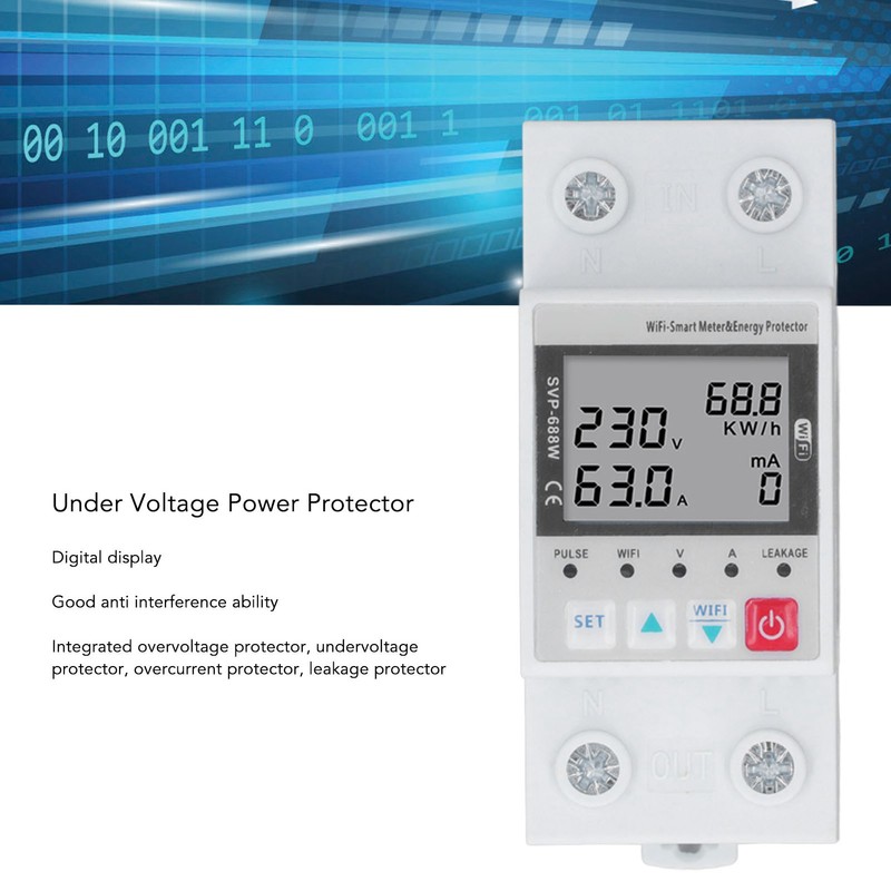 WIFI Overvoltage Undervoltage Protector 230V 50Hz 60Hz 63A Remote Control