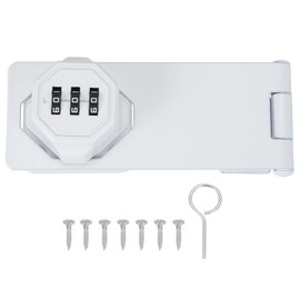 sourcing map Password Rotary Hasp Locks, Mechanical Cabinet Combination Latch Locks 5" Security Keyless Rotary Hasp Latch Lock No Drilling for Shed Door Sliding Closet Bathroom Outdoor White