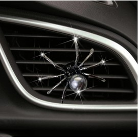 Black Bling Spider Car Air Fresheners Vent Clips,Cute Lovely Spider Car Air Vent Clips Funny Diamond Car Diffuser Vent Clip Car Decoration Car Interior Decor Car Accessories,Interior Accessories