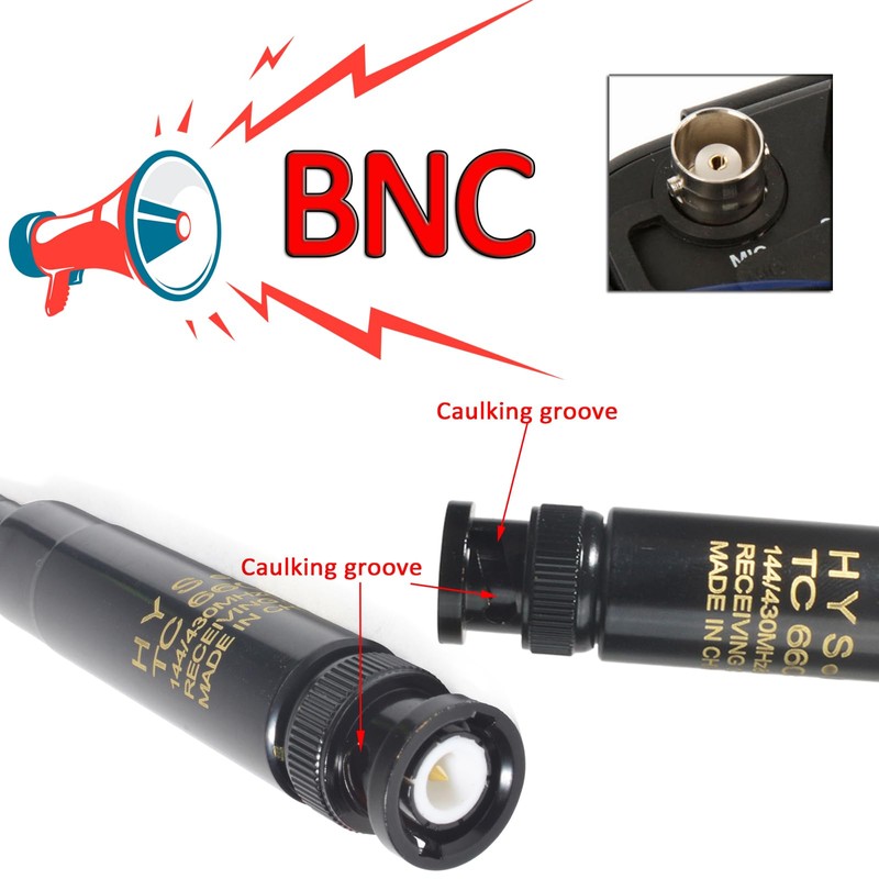 HYS BNC Telescopic Whip Handheld Dual Band Antenna,VHF 144MHz &