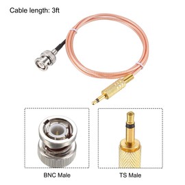 sourcing map BNC Male to 3.5mm (1/8") Male Coaxial Power Audio Cable 50 ohm 3 ft