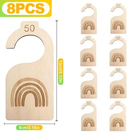 BondEron Pack of 8 Wooden Baby Size Dividers (Sizes 50-92), Clothes Sizes Dividers, Writeable Wardrobe Dividers Organiser for Wardrobe Clothes Rail, Gift Decoration for Baby Clothes