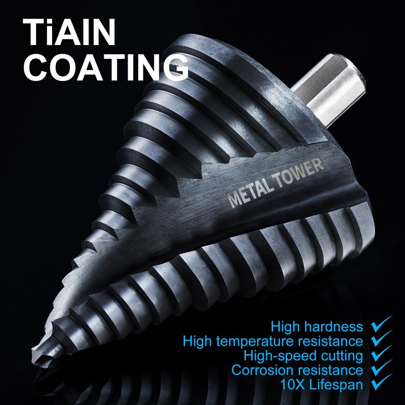 Step Drill Bit for Metal Set, 1/4" - 2-1/2"Large Step