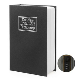 Small Sized Diversion Book Safe Storage Box, Dictionary Secret Safe Can with Security Combination Lock/Key, Diversion Book Hidden Safe (Combination, Black)