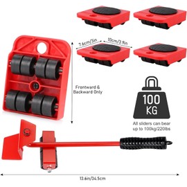 POKYGO 5 Juego de Herramientas Elevadoras de Muebles,Kit De Deslizamiento y Transporte De Mueble, con 4 Ruedas Base para Mover Muebles Pesazdos, Adecuado para Sofás y Refrigeradores, hasta 150 kg ﻿