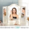 LUXFURNI Vanity Lighted Tri-fold Makeup Mirror with 10 Dimmable LED