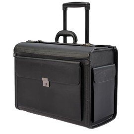 HAMMER ANVIL 19 Wheeled Briefcase Rolling Case Sales Sample Pilot Lawyer Attache Black Leatherette