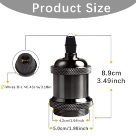 DiCUNO E26 Base Socket, E26 Vintage Edison Pendant Light Adapter, Maximum Wattage 600W, Heat Resistant up to 600°C, 4-Pack