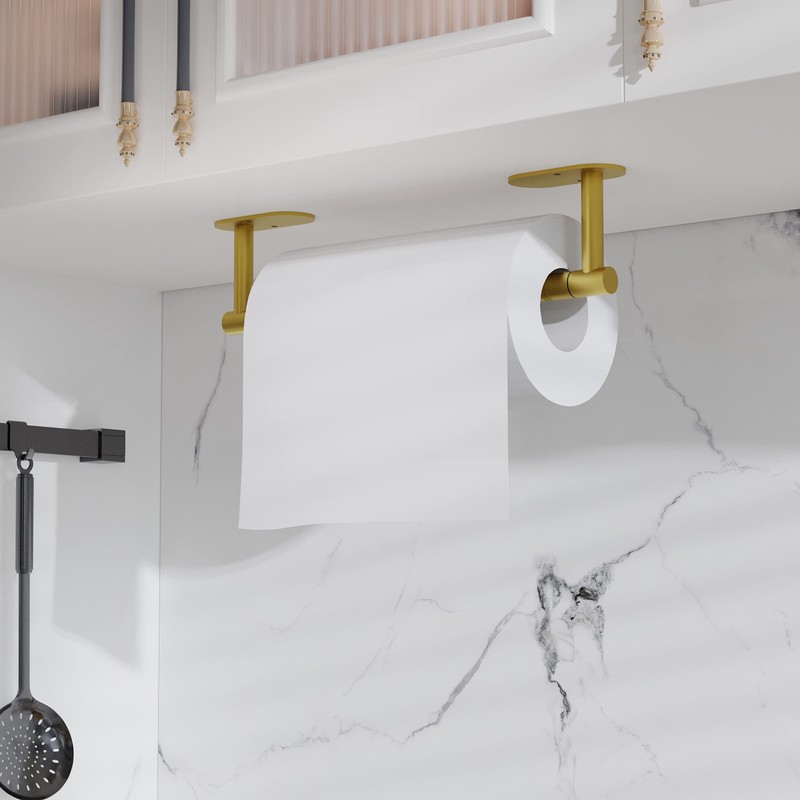 RUACQ Paper Towel Holder Under Cabinet, Wall Mounted or Adhesive