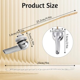 Toilet Handle Replacement Kit, Toilet Flush Handle Toilets Handles Lever Flush Replacement with Flapper Chain Tank Bowl Handles Trip Levers for Most American Standard Toilets