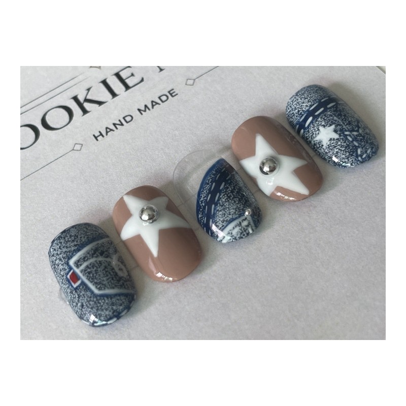 ⭐️ [Vintage Denim Star Nail] ⭐️ - Stiletto / ⭐️