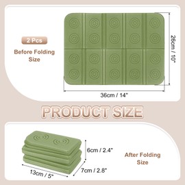 YELARXI Folding Foam Mat, 14 x 10" Mini Portable Lightweight Mini Waterproof Folding Mat Fit for Backpacking Hiking Camping Kneeling Outdoor Activities Recreation - (2Pack, Green)