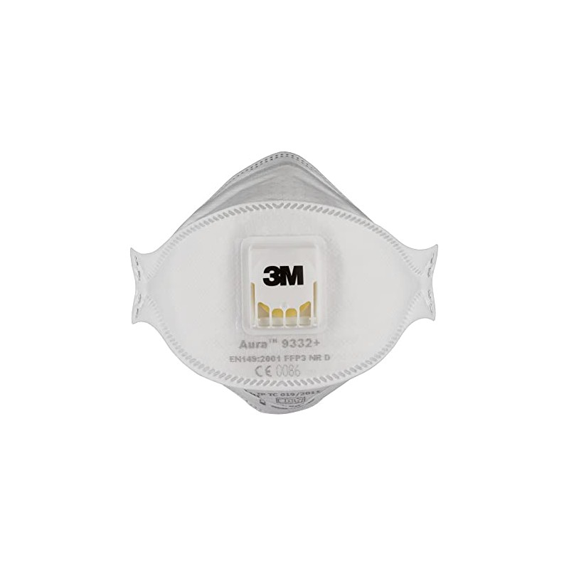 3M 3M™ Aura™ Particulate Respirator, FFP3, Valved, 9332+, 10 Masks
