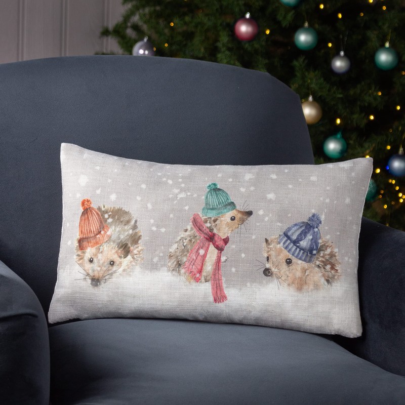 Evans Lichfield Snowy Hedgys Cushion Cover, 30 x 50cm