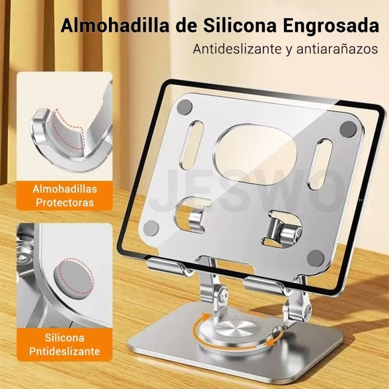 Jeswo Base De Soporte Ajustable Plegable Giratorio 360 Para Tablet