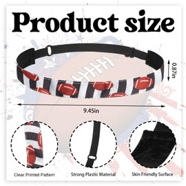 2 Pack Non Slip American Football Headbands Adjustable Gray Black Strips Sweat Bands Stretch Elastic Fabric Hair Bands for Women Girls Teens Super Bowl Sports Party Ball Game Costum Hair Decoration