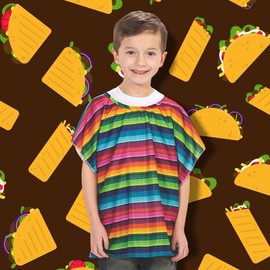 Fun Express Fiesta Kids Serape Poncho – Colorful Mexican-Inspired Apparel for Kids – Ideal for Costume Parties Festivals Cinco de Mayo – Cultural Celebrations Soft & Comfortable Multi-Color – 1 Piece