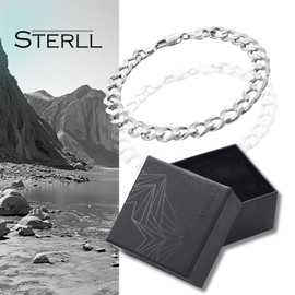 STERLL Mens Solid 925 Silver Bracelet Ideal Gift for Husband or Boyfriend with Jewellery Box, Sterling Silver, Without Stone