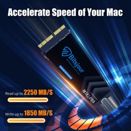 Bitsjour 512GB NVMe SSD Replacement for MacBook Air A1466 A1465 2013-2017, Apple MacBook Pro A1398 A1502 Retina 2013-2015, Mac Pro A1481 2013, iMac A1418 A1419, Mac Mini A1347 2014, Mac Interfacce