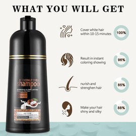 Brown Hair Dye Shampoo, Instant Hair Color for Women Men, Colors in Minutes, Long Lasting Coconut Dye Shampoo, Champu Para Canas 16.90 Fl Oz