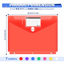 28 PCS Binder Folders with Space-Saving Closure and Label Pocket, Super Heavyweight Plastic File Envelopes for 3 Ring, 7 Colors Letter Size Side Loading Binder Pockets Organizer for School Home Office